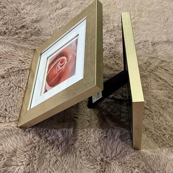 Set of 2 soft champagne gold framed rose photos white matte 10” x 10” square​​ - Picture 4 of 13